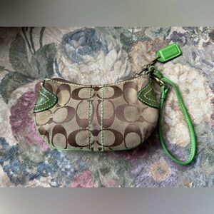 Vintage Coach Wristlet Brown/Tan and Green Monogram
